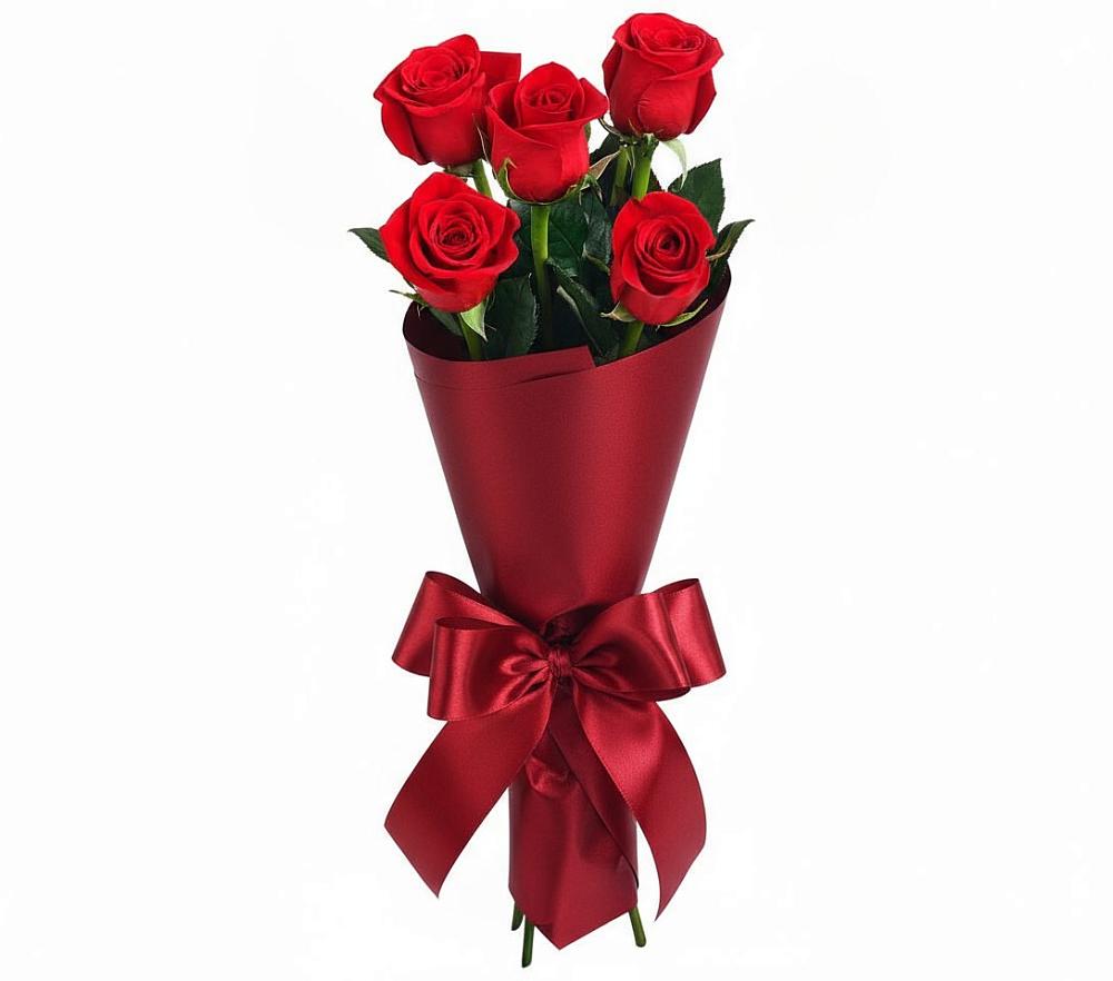 Букет 5 Красных роз Эдлесс Лав в Искитиме