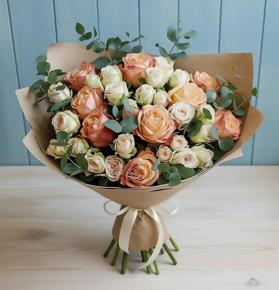 Букет цветов из: Альстромерии и Розы в Искитиме