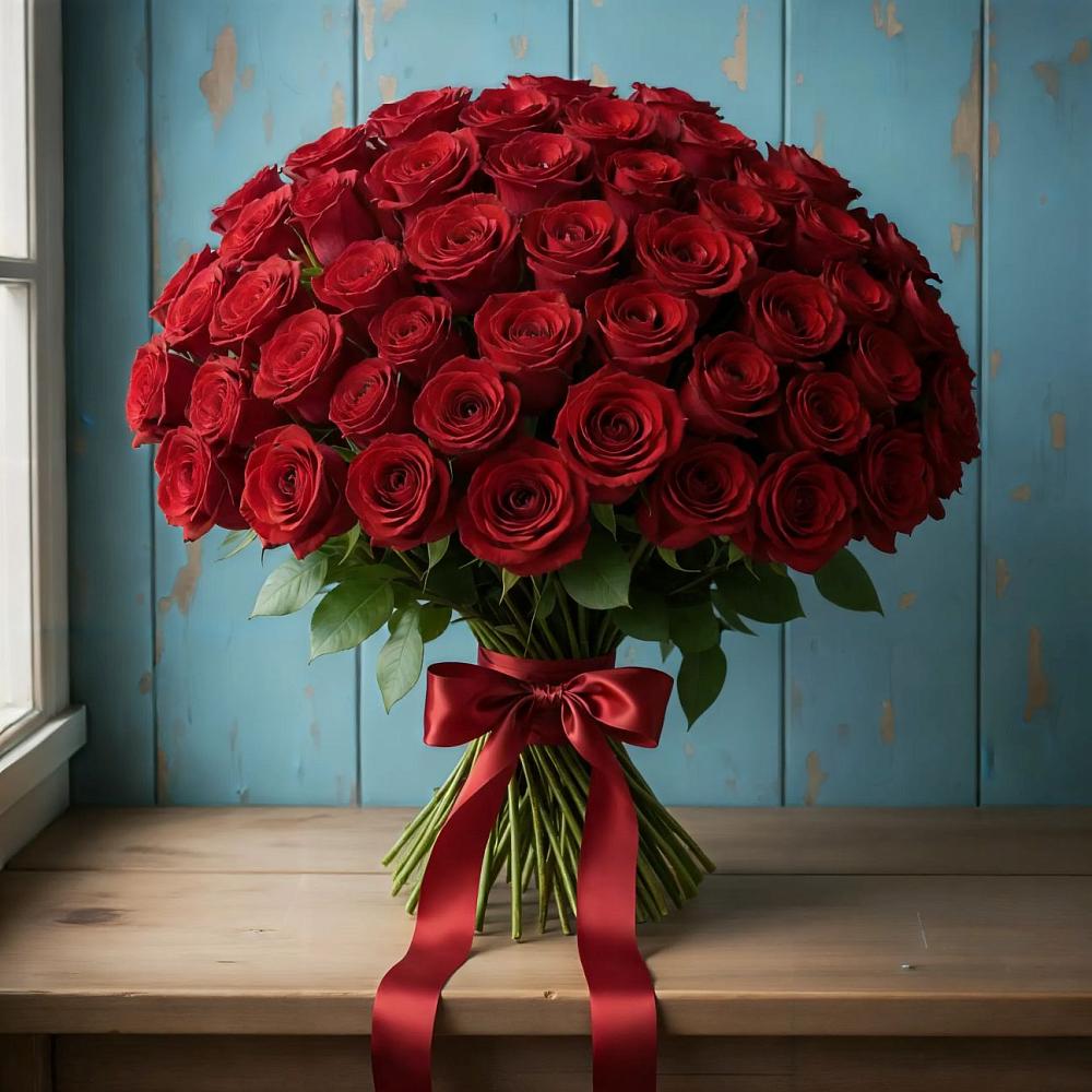 Букет Красные розы Блэк Меджик в Искитиме