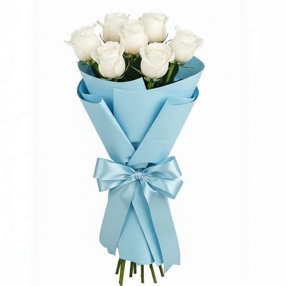 Букет 7 белых роз Проуд в Искитиме