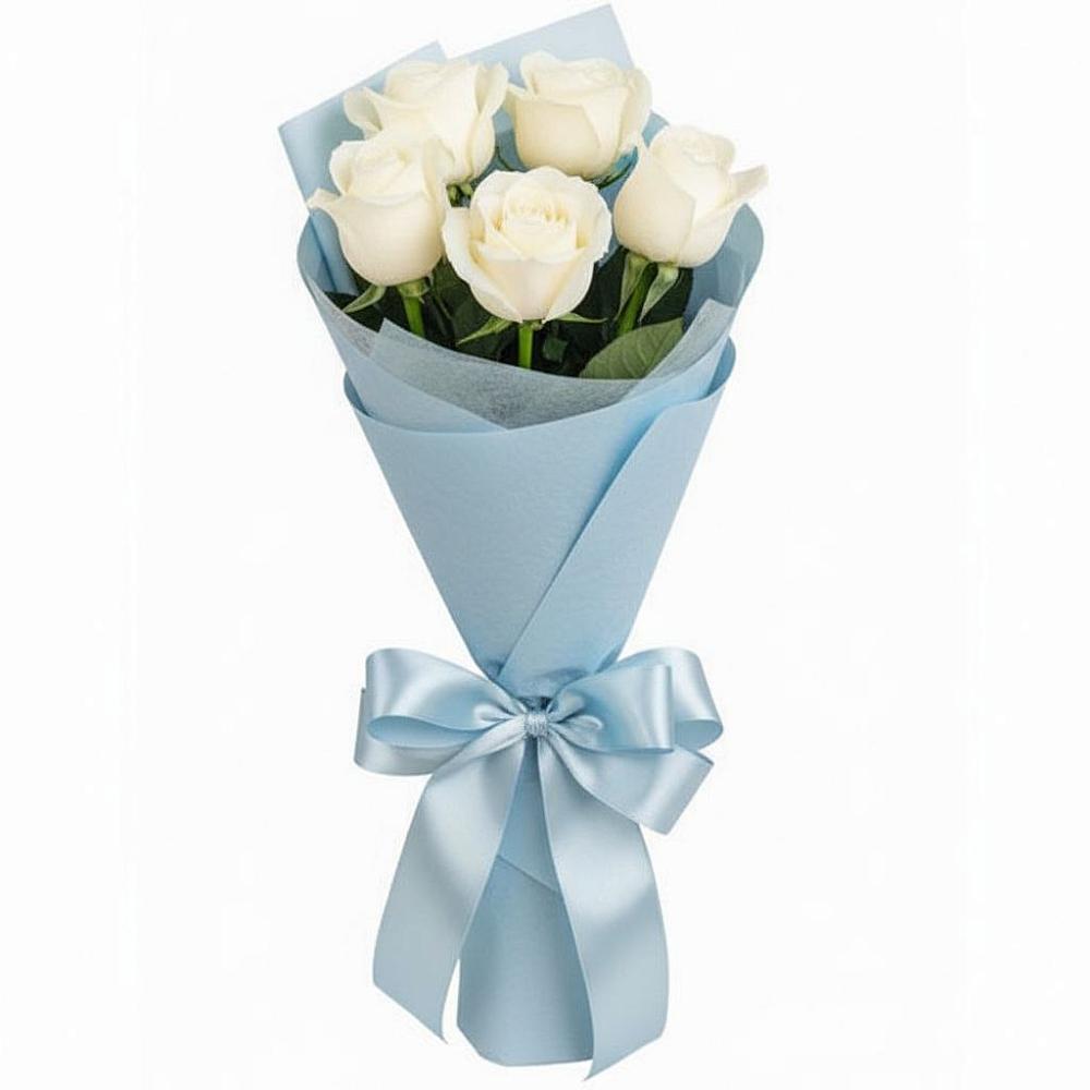Букет 5 Белых роз Проуд в Искитиме