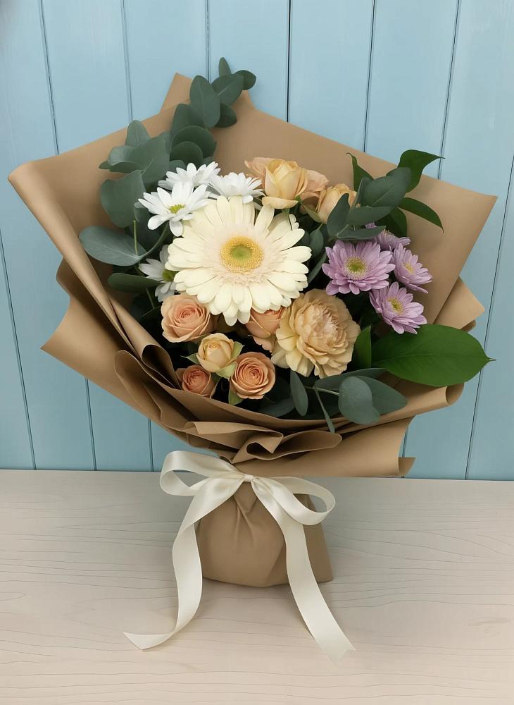 Букет цветов из: Герберы и Хризантемы в Искитиме
