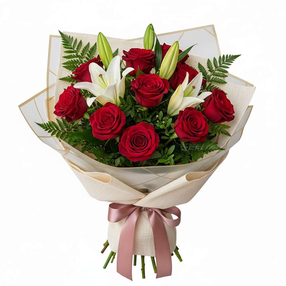 Букет цветов из: Лилии и Розы в Искитиме