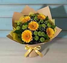 Букет цветов из:  Герберы и Хризантемы в Искитиме