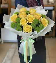 Букет цветов из:  Хризантемы и Розы в Искитиме