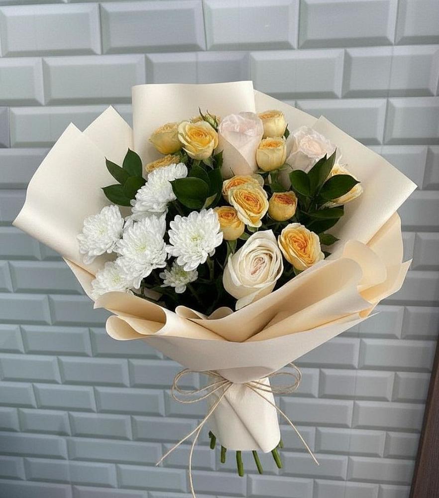 Букет цветов из: Розы и Хризантемы в Искитиме