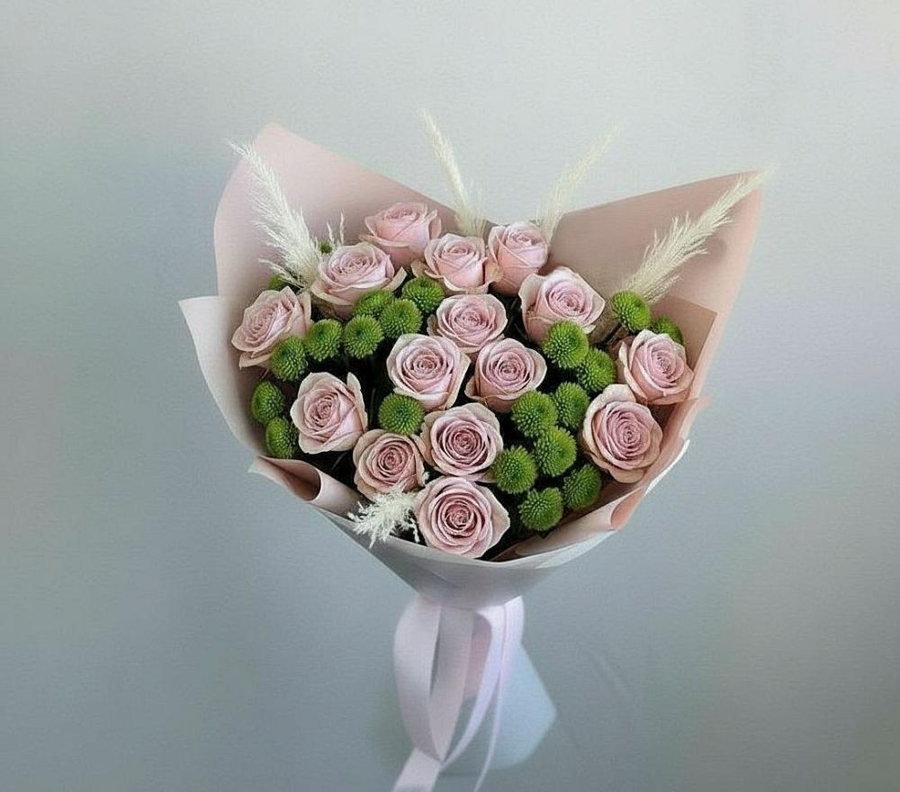 Букет цветов из: Розы и Хризантемы в Искитиме