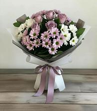 Букет цветов из:  Хризантемы и Розы в Искитиме