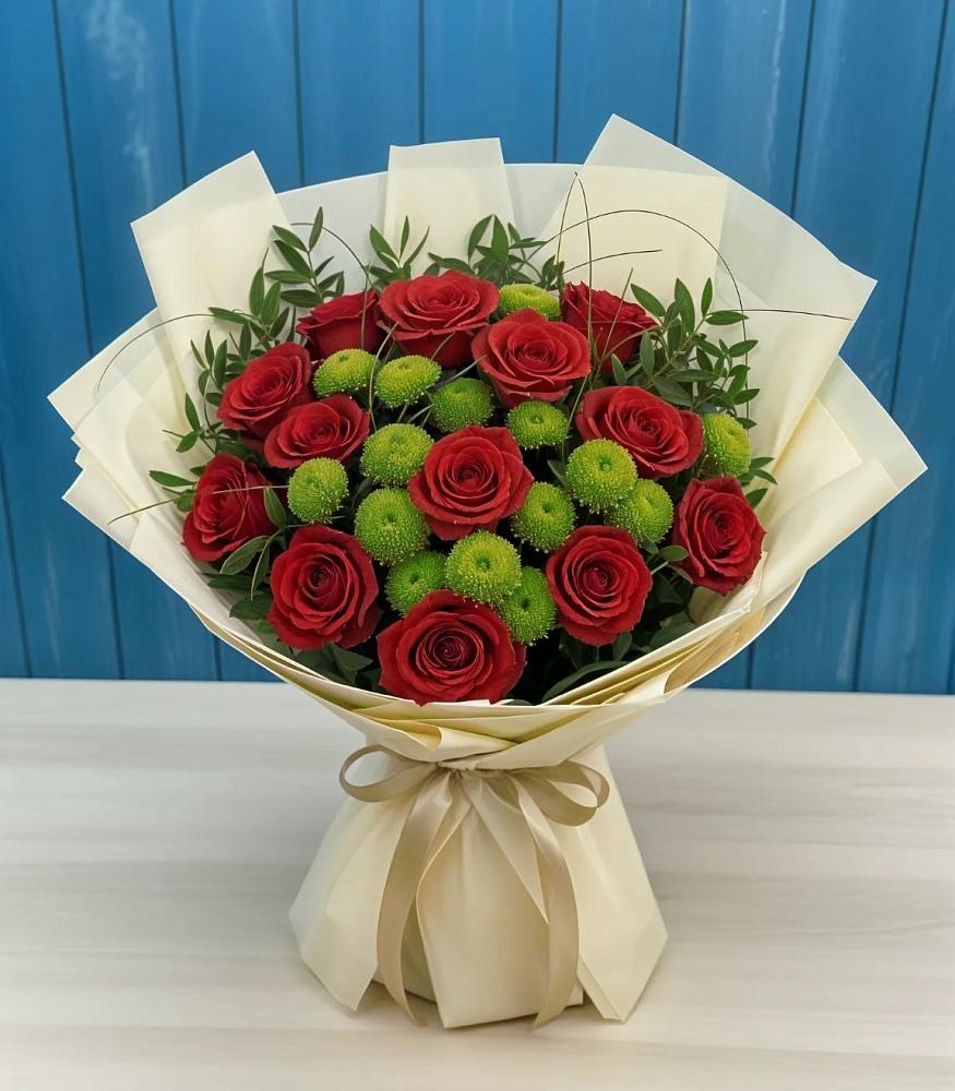 Букет цветов из: Розы и Хризантемы в Искитиме